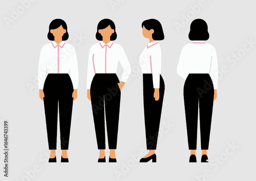 Ilustrasi Pemasaran Bisnis. Set mega. Koleksi adegan pria dan wanita dalam gaya outline pada adegan 3 warna. Gaya vektor trendi.