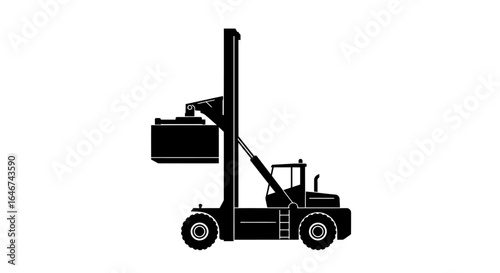 Vector Graphic of a Reach Stacker Moving a Container