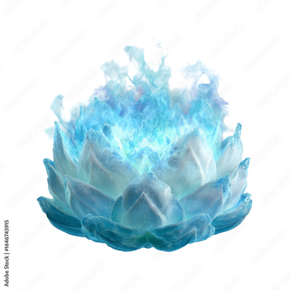 Obraz premium Ethereal Blue Lotus Flower in Frozen Fire Abstract
