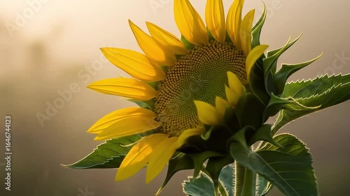 Close-Up of Bloom in Sunrise Sunflower Field – Luxury Perfume Promotional Floral Video