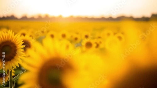 Close-Up of Bloom in Sunset Sunflower Field with Blurred Background – Aromatherapy Spa Cinematic Video