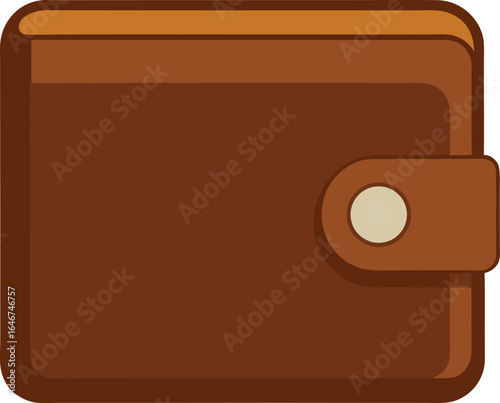 brown leather wallet closed on transparent background