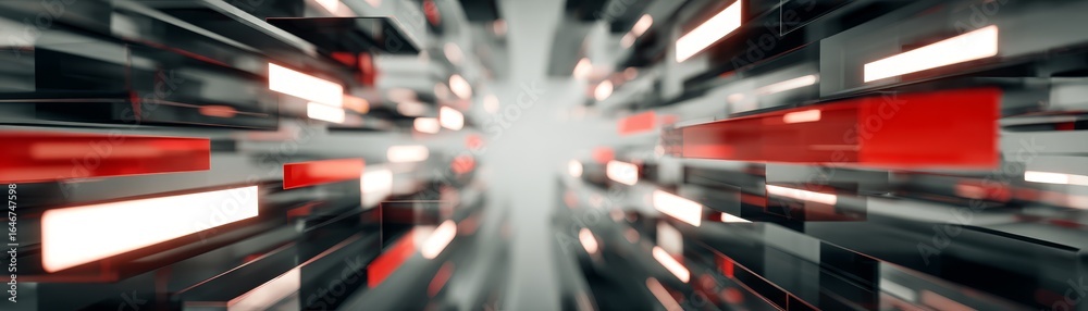 Fototapeta premium Intricate Abstract Composition Featuring Contrasting Hues of Crimson and Midnight Illuminated by a Brilliant Pulsating Luminous Element.