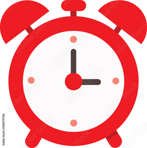 red alarm clock with twin bells on transparent background