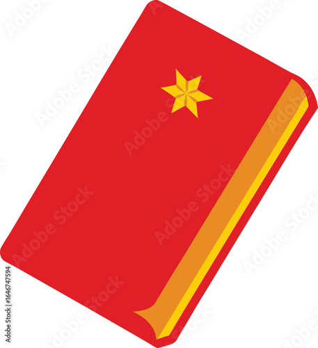 red hardcover book with gold embossed title on transparent background