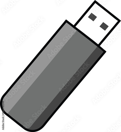 silver usb flash drive with cap attached on transparent background