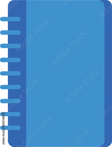 spiral bound notebook with blue cover closed on transparent background