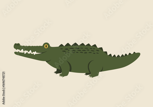 Cartoon Alligator with Yellow Eyes and Sharp Teeth Illustration