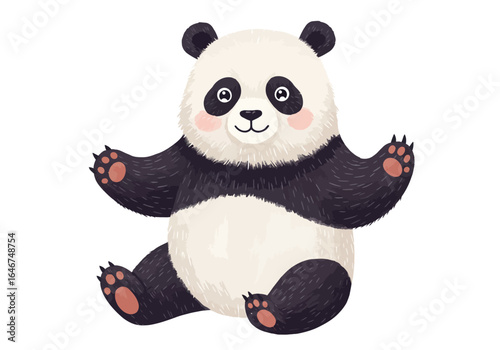 Cute Cartoon Panda Bear with Open Arms Illustration