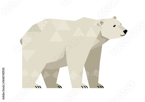 Geometric Polar Bear Illustration, Standing Profile View