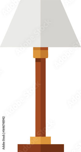 wooden table lamp with white shade on transparent background