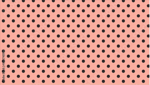 A playful, retro-style pattern with a high-contrast design of black polka dots on a charming color block background of mint green and coral pink for a fresh look.