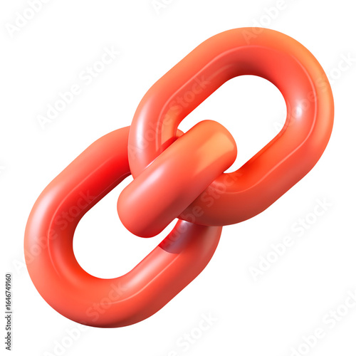 3d Chain, link Icon illustration in plastic style, 3d plastic PNG, Red