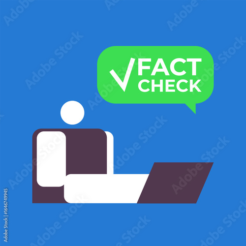 Fact check with AI Chat bot. Concept of thorough fact-checking or easy compare evidence. Flat Vector stock illustration.