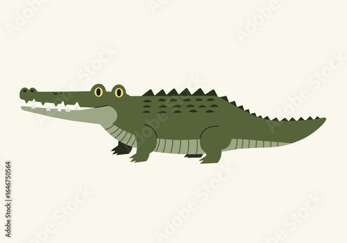 Cartoon Alligator Illustration with Spikes and Teeth