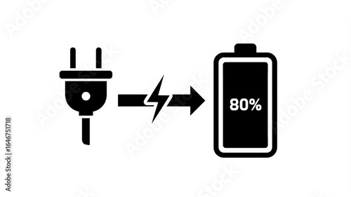 Power Plug Charging a Battery Icon Diagram
