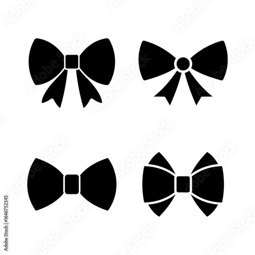 set of bow tie silhouette icon