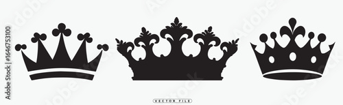 Collection of Royal Crown Silhouettes in Various Designs and Styles
