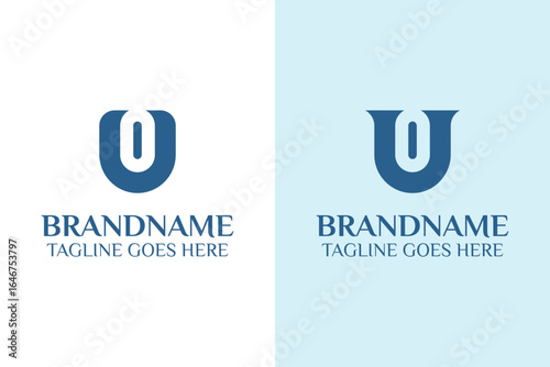 Letters UO Monogram Logo Set, suitable for any brand with OU or UO initials