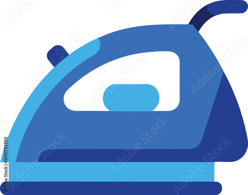 electric steam iron blue ergonomic design on transparent background
