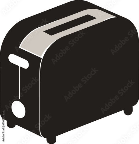 modern black toaster two slice compact on transparent background