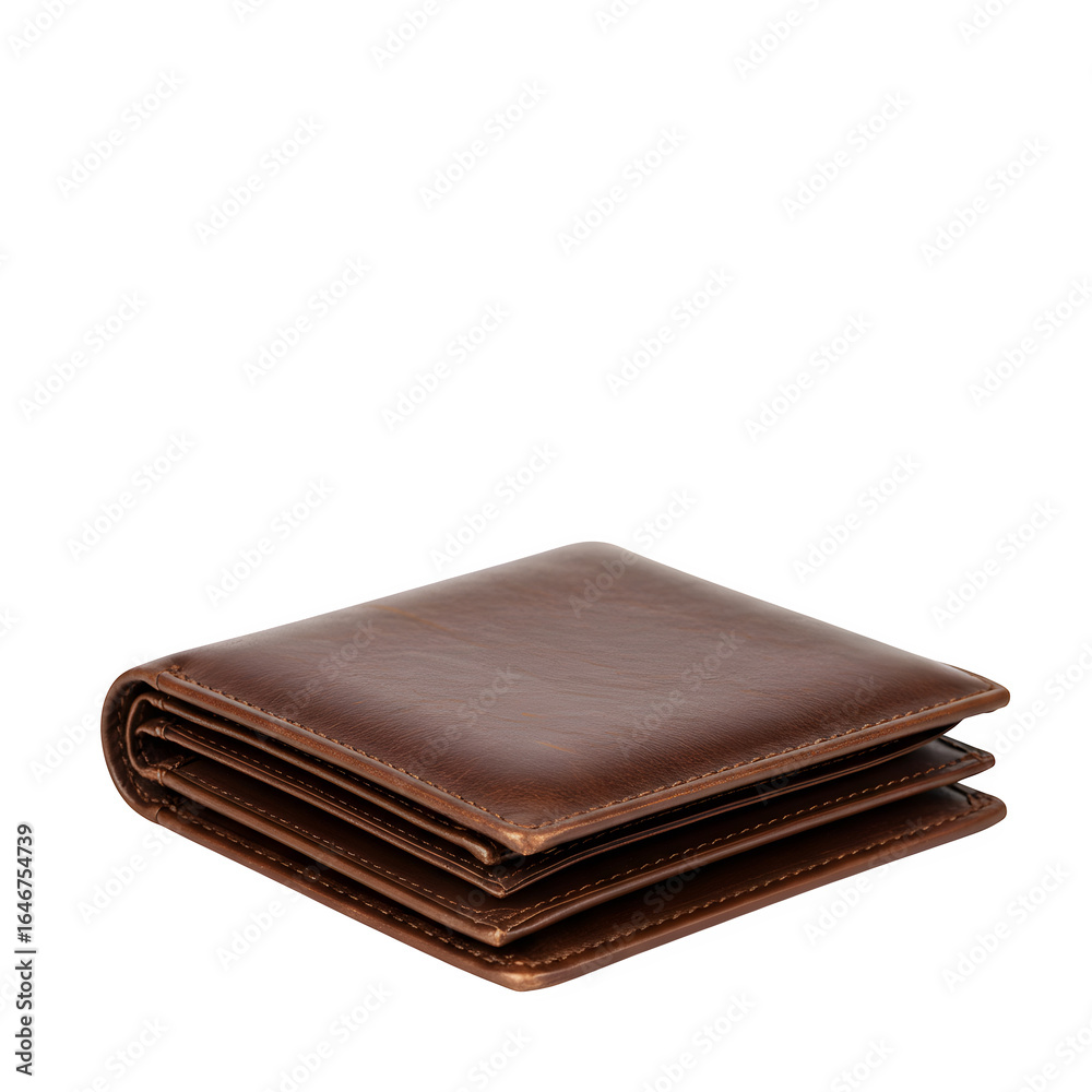 Brown Leather Wallet, isolated on transparent background Brown Leather Wallet, isolated on transparent background