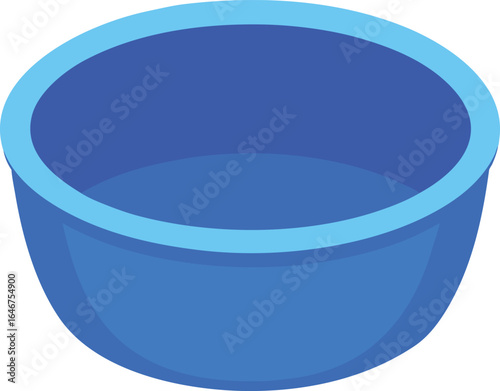 round blue plastic basin smooth rim on transparent background
