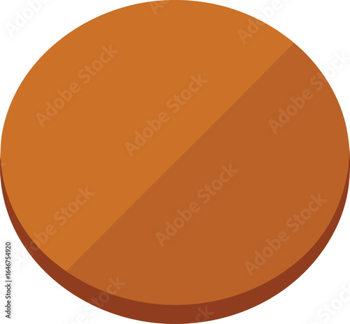 round wooden cutting board with groove on transparent background