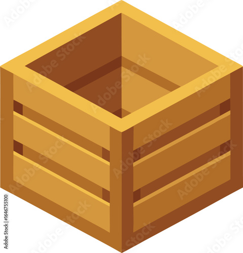 small wooden crate storage organizer on transparent background