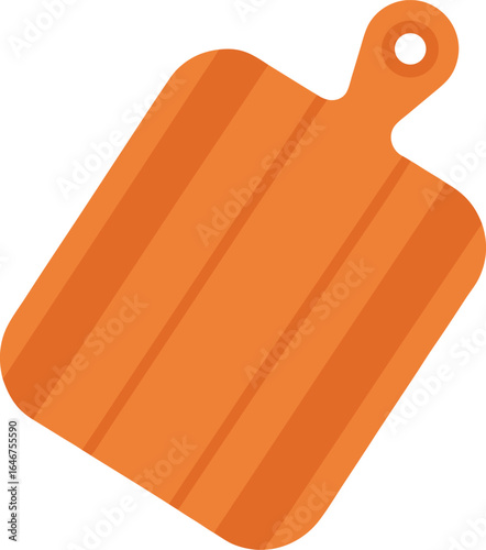 wooden chopping board with groove edge on transparent background