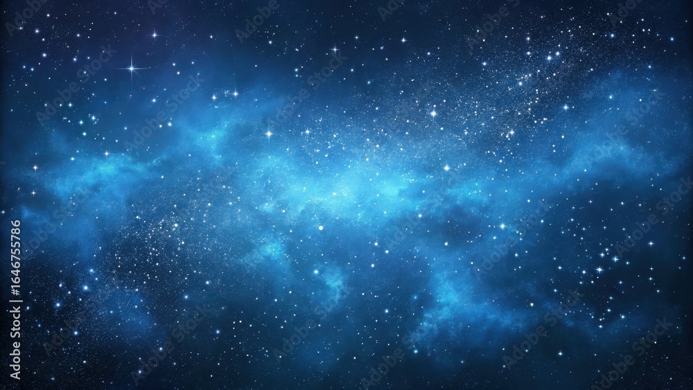 Fototapeta premium Vast expanse of the universe filled with glowing stars and luminous blue nebulae
