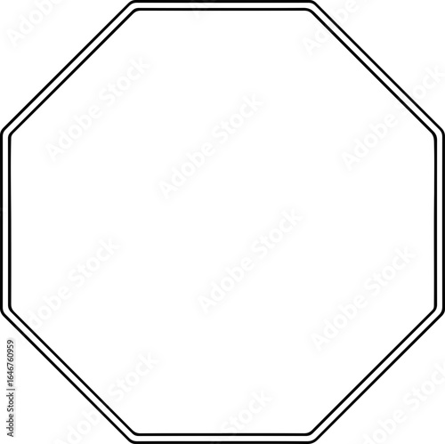 An illustration of a white octagon shape with a double black outline against a white background space here