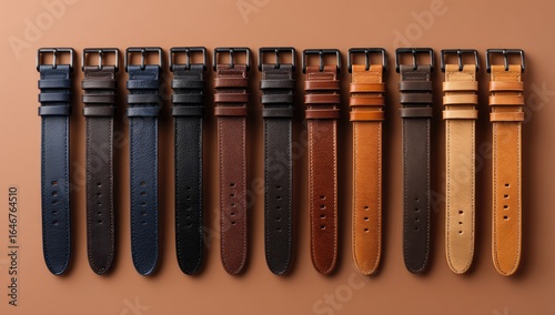 Variety of leather watch straps in different colors