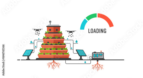 Smart vertical farm uses drones and solar power for automated crop growth and resource management