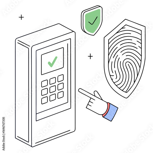 Secure access granted through biometric fingerprint scan and digital keypad authentication for enhanced data protection and verified entry