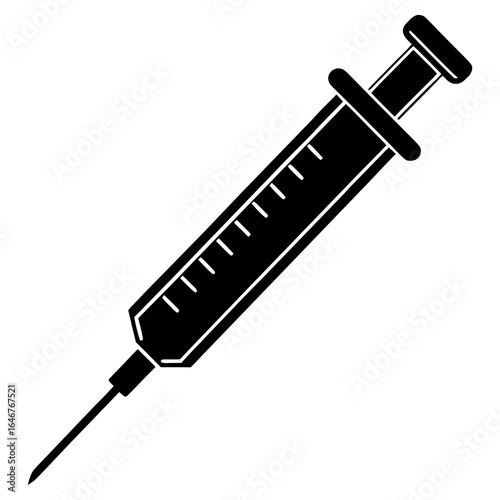 Silhouette vector illustration of a syringe with a silicone needle