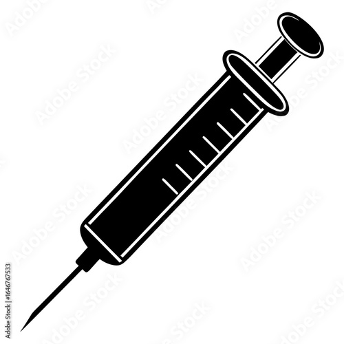 Silhouette vector illustration of a syringe with a silicone needle