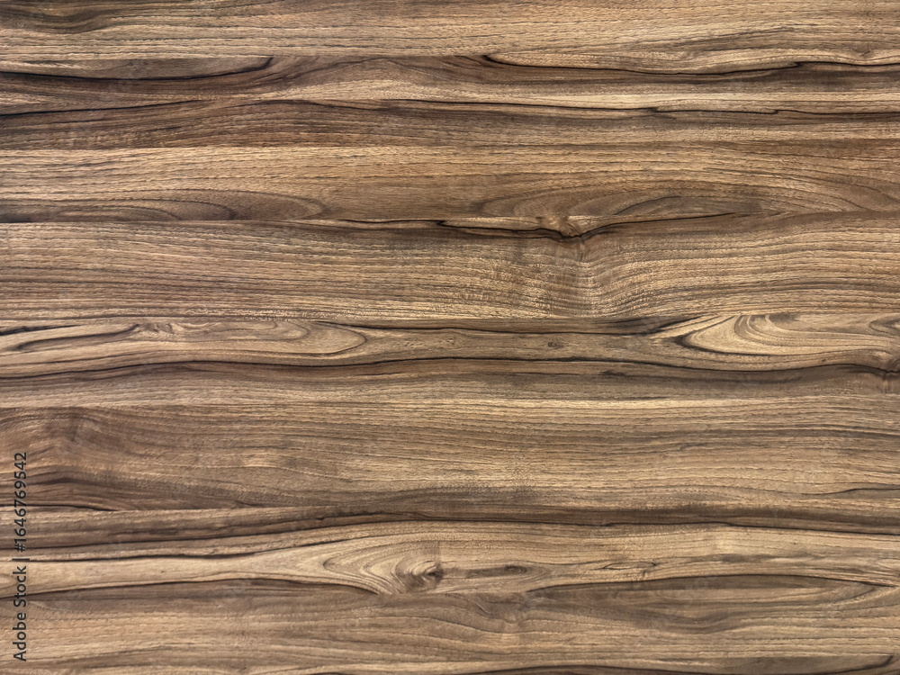 Naklejka premium Close up of rustic solid wood with dark veins texture. Natural brown wood with its exposed grains and dark veining. Seamless background texture
