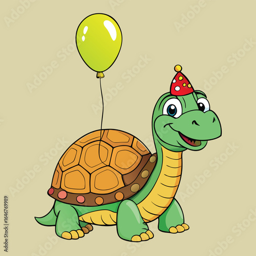 tortoise with birthday balloon  .eps