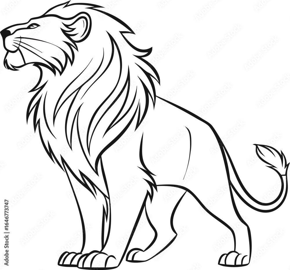 Obraz premium Lion head vector illustration with wild mane and artistic sketch design