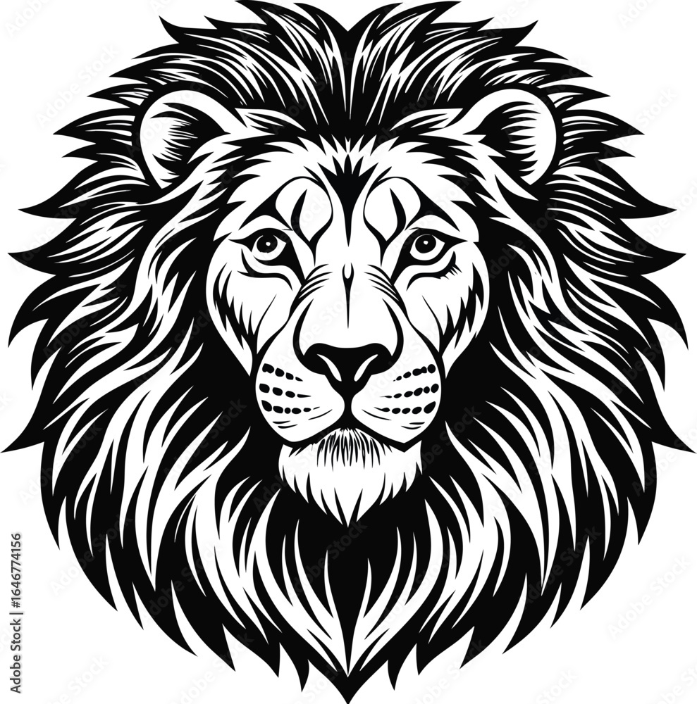 Fototapeta premium Lion head vector illustration of a wild animal face in artistic style