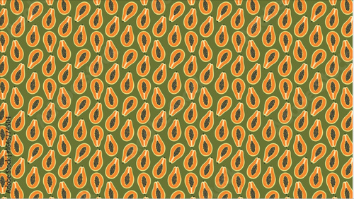 A close-up of the succulent, bright orange flesh of a ripe papaya, its texture and color indicating its sweet flavor and rich vitamin content for healthy eating.