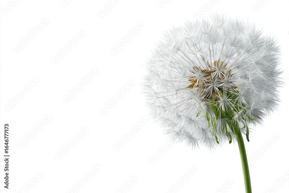 Fototapeta premium White Dandelion Seed Head on White Background