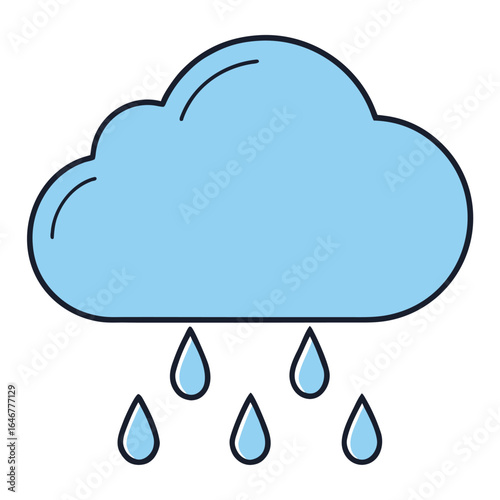 Simple outline of a rain cloud with falling raindrops