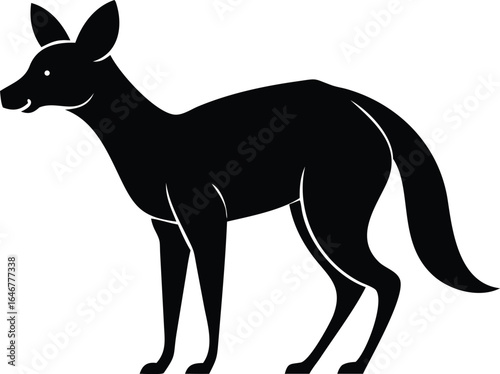 Black silhouette of a jackal on a white background animal wildlife