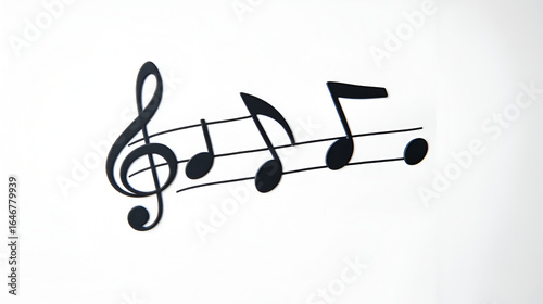 Black musical notes on a white background are a simple yet elegant representation of music and melody and can be used in various creative projects