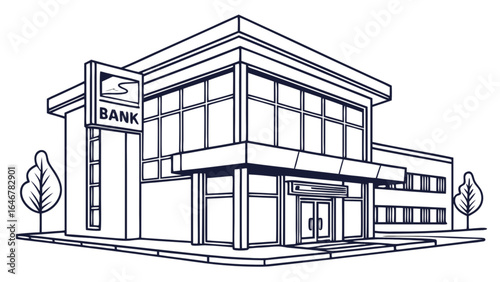 Bank building exterior vector illustration for financial institutions and banking services concept design asset