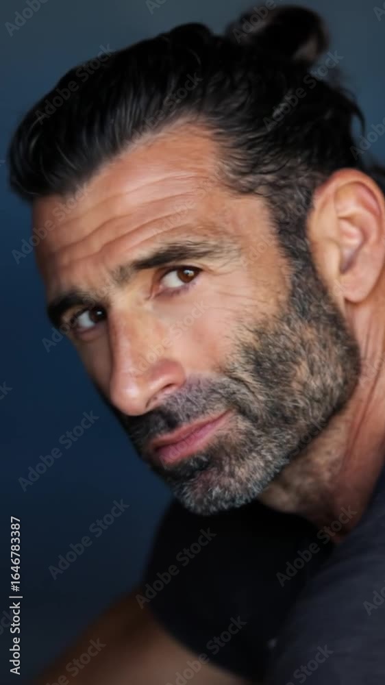 A man glances intently A man glances intently