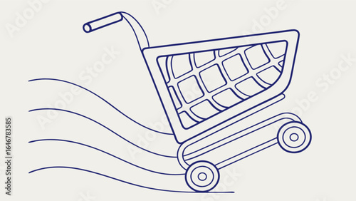 Fast shopping cart vector illustration for online store and e commerce with speed lines design