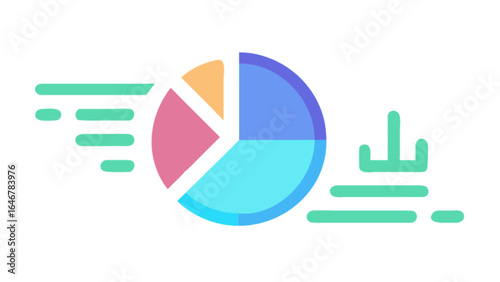 Colorful pie chart infographic data visualization for business report and analysis presentation design template